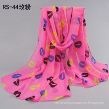 Fashion spring and summer Lips pattern printed scarves Lady's sunscreen long shawl chiffon scarves